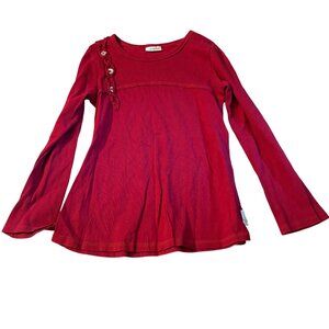 Naartjie Kids Girls Red Long-Sleeve Top With Button Detail Size 8 Years